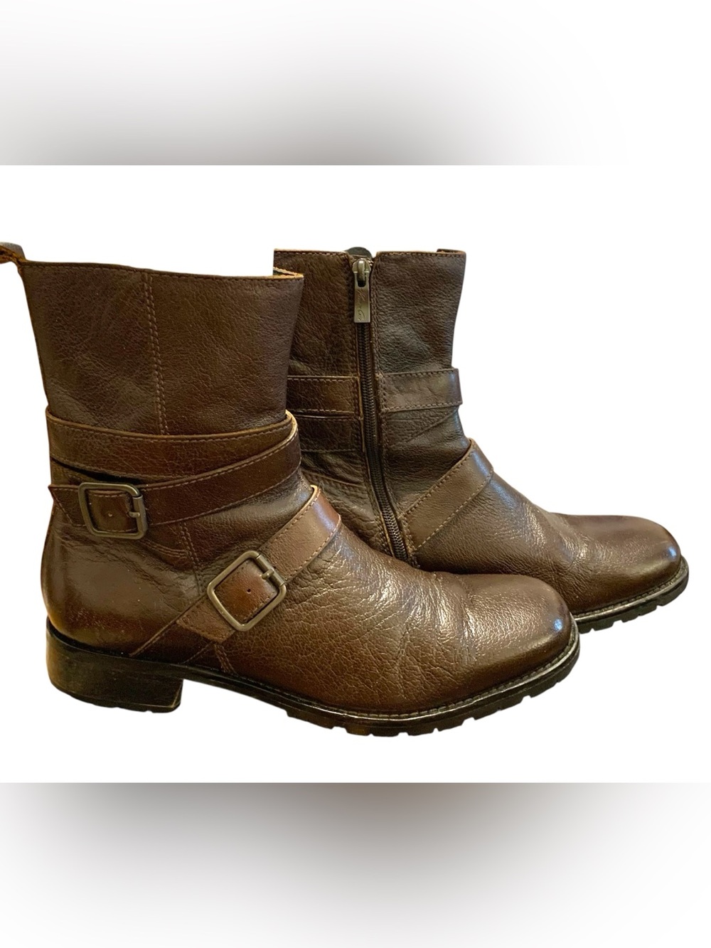 Kenneth Cole Men's Bike-N-Hike Boots Brown Sz 10 M Buckles Side Zippers *READ*